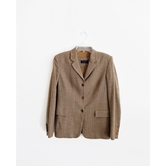 Piazza Sempione Jackets & Blazers - Piazza Sempione Brown Tan Tweed Wool Blazer 42 6